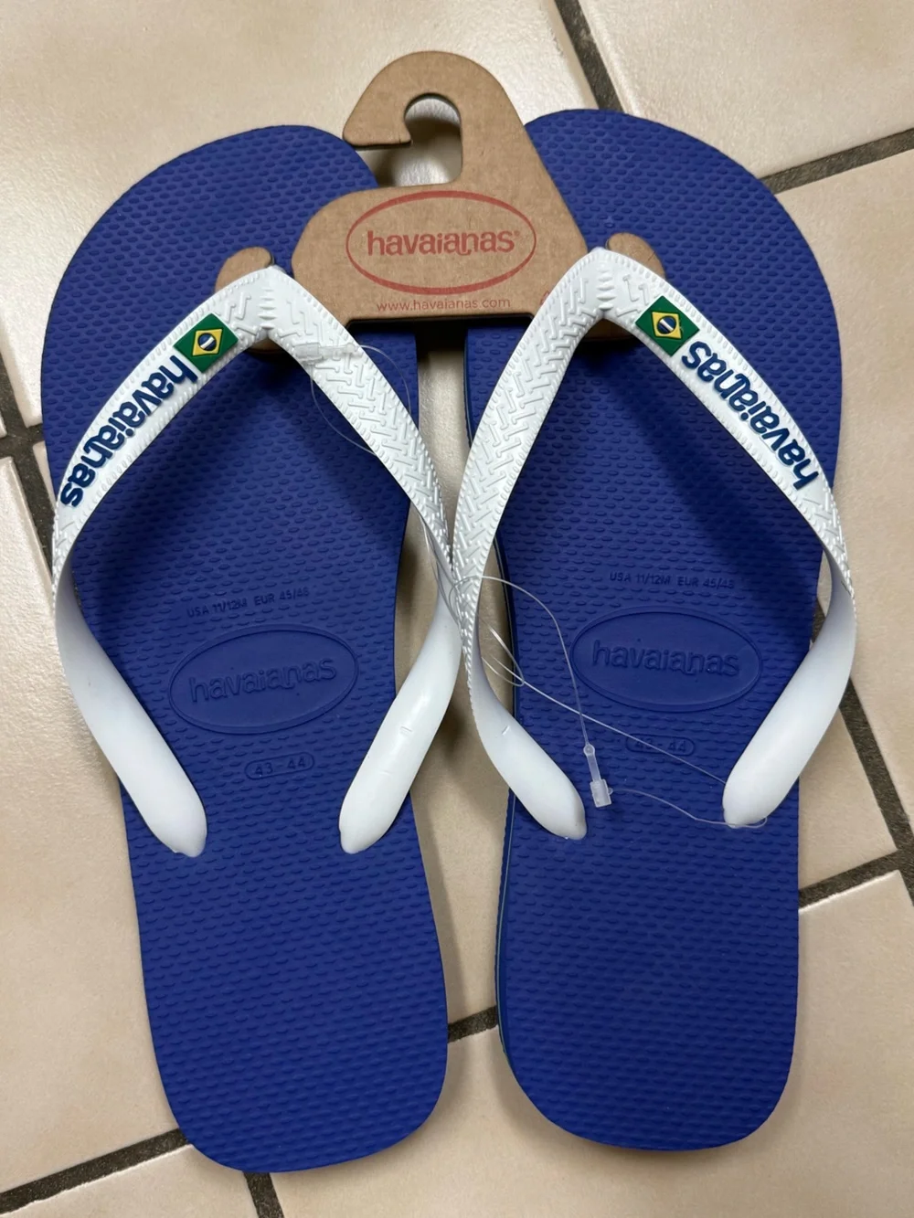 NWT Havaianas Blue Flip Flops with White Straps